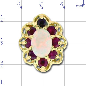 A1605 14K OPAL ROUND GARNET SLIDE 